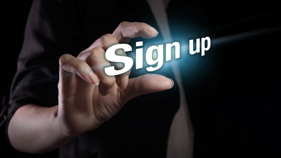 Sign up steps